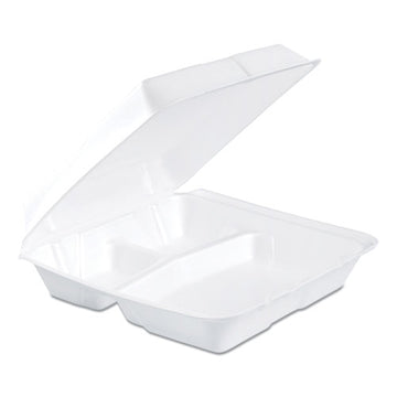 Dart® Foam Hinged Lid Containers, 3-compartment, 7.5 X 8 X 2.3, White, 200-carton freeshipping - TVN Wholesale